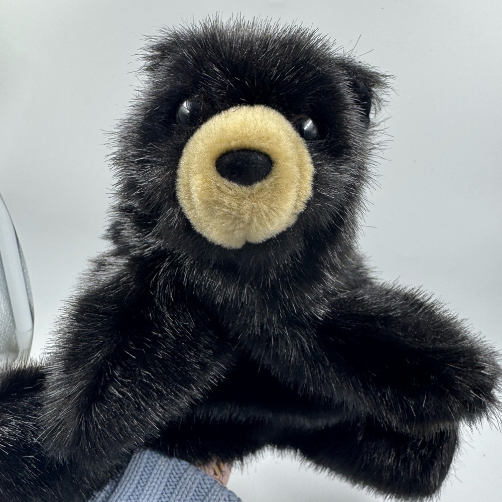 Folkmanis Baby Black Bear Puppet Cub Plush  Wildlife Toy Animal Full Body Hand